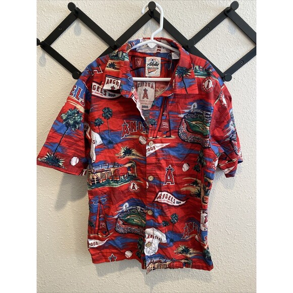Reyn Spooner Baseball Angels Hawaiian Shirt Boys XL - Picture 1 of 8